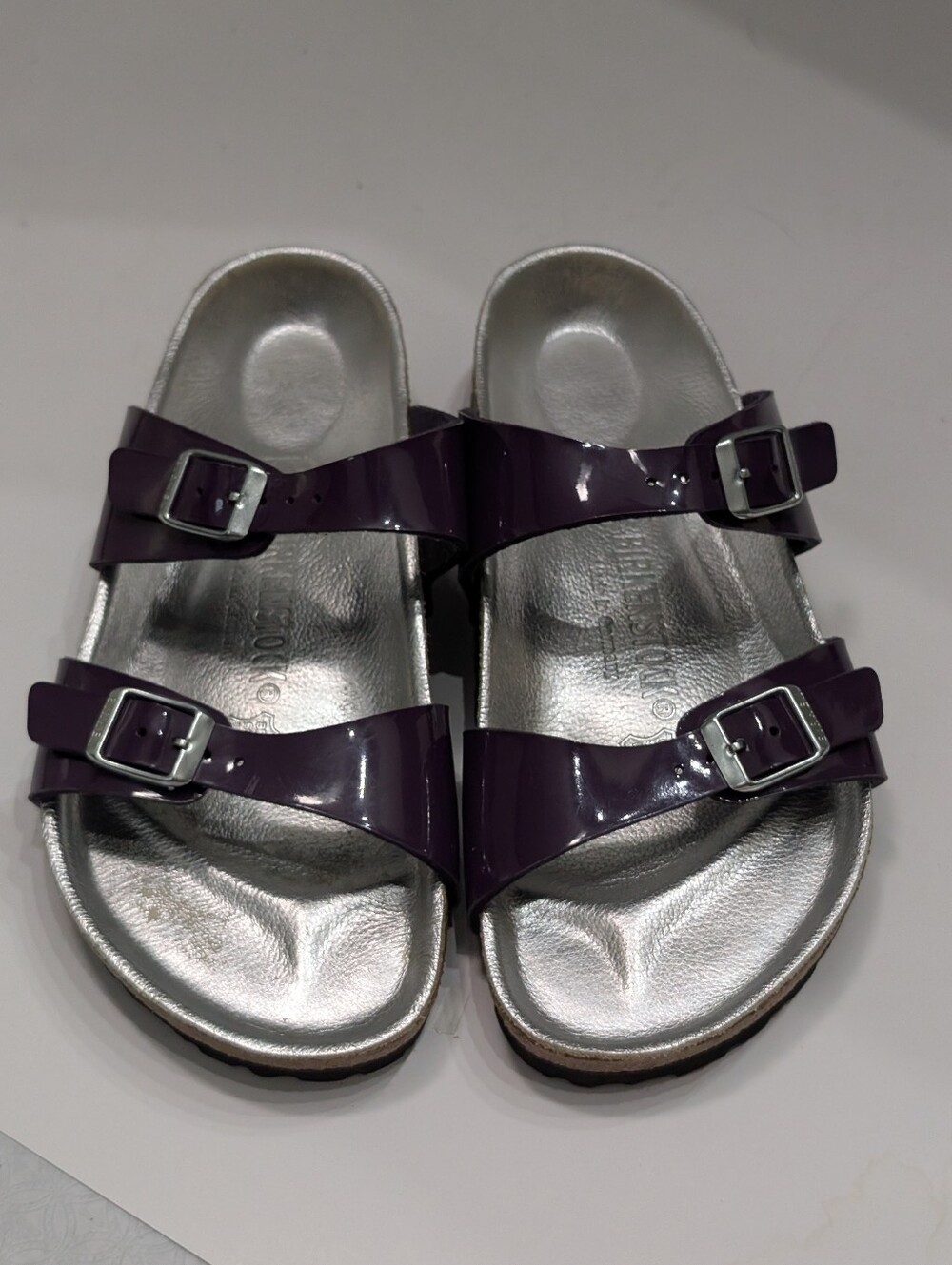 Birkenstock Women's 36/5 Arizona Purple Patent Leather Sandals